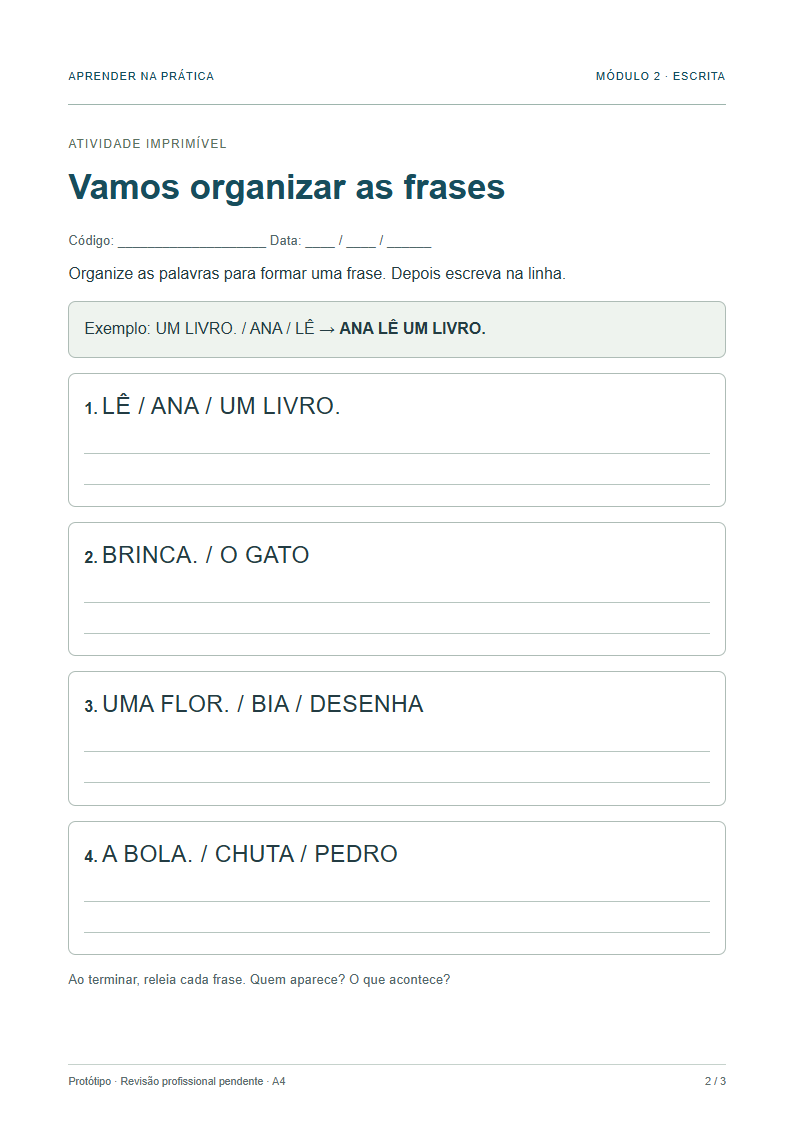 Frases em ordem